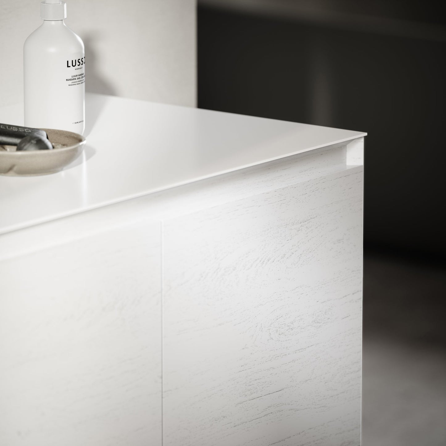 Cubik White Wood Grain Vanity Unit 1500mm