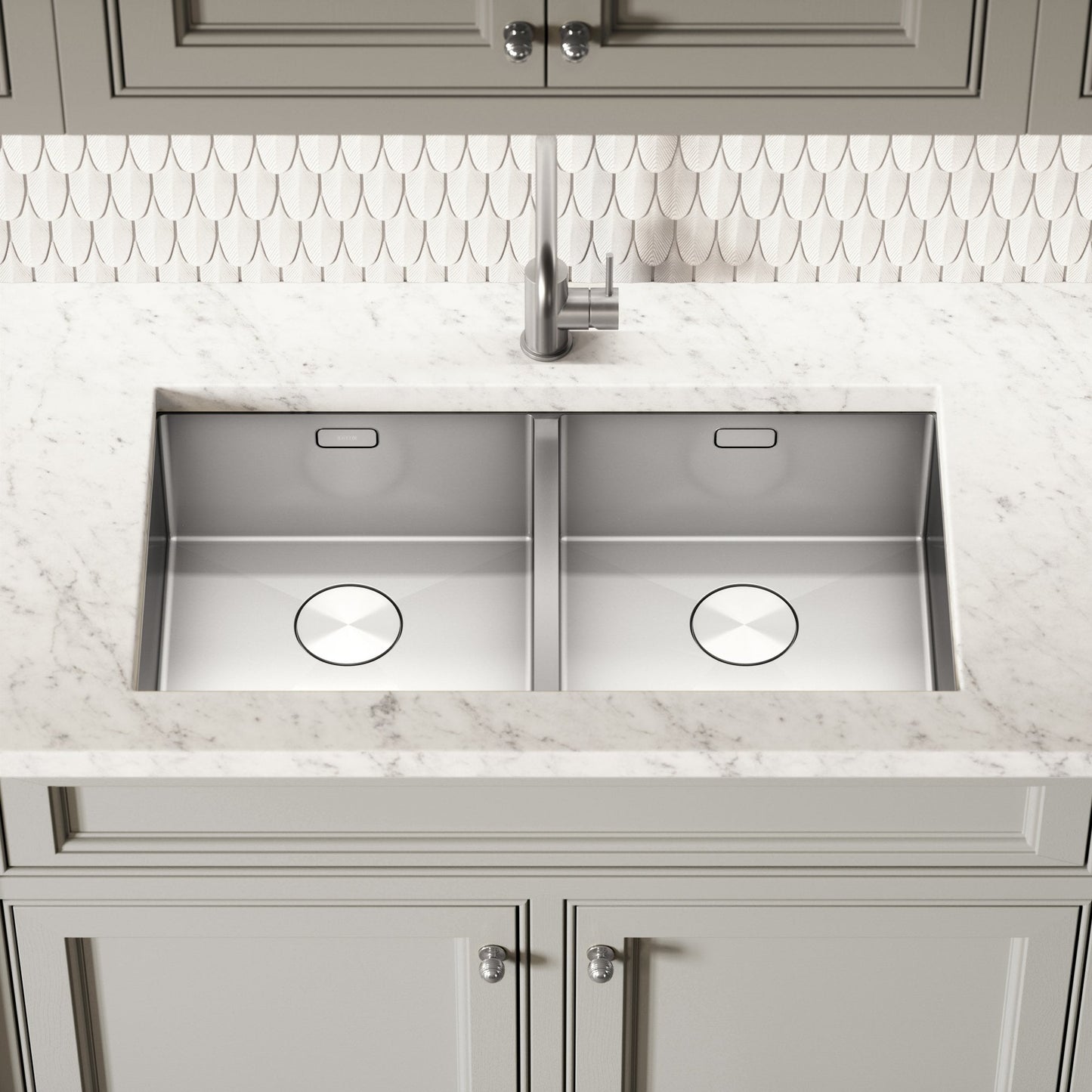 Cubo Brushed Stainless Undermount Double Kitchen Sink