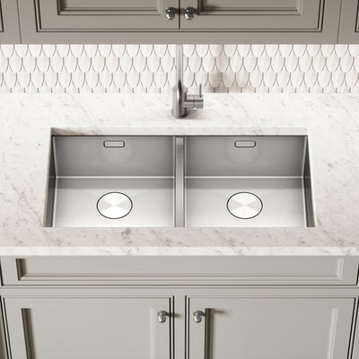 Cubo Brushed Stainless Undermount Double Kitchen Sink