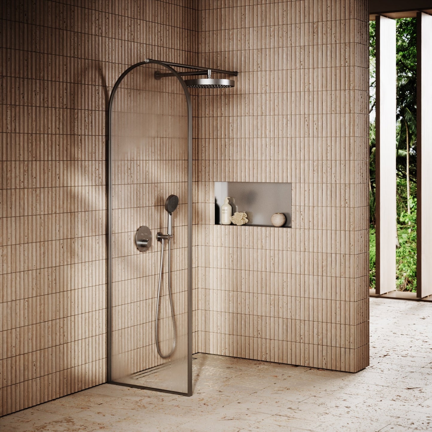 Cubox Frameless Brushed Stainless Bathroom Shower Niche 600mm
