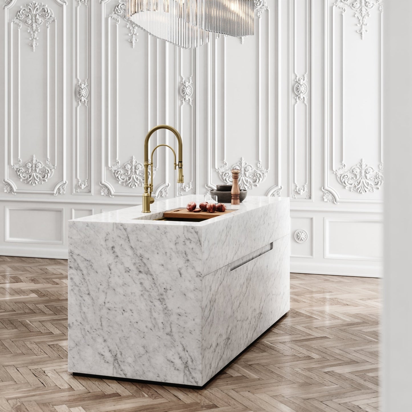 Cullinan Brushed Gold Undermount Workstation Sink 830mm