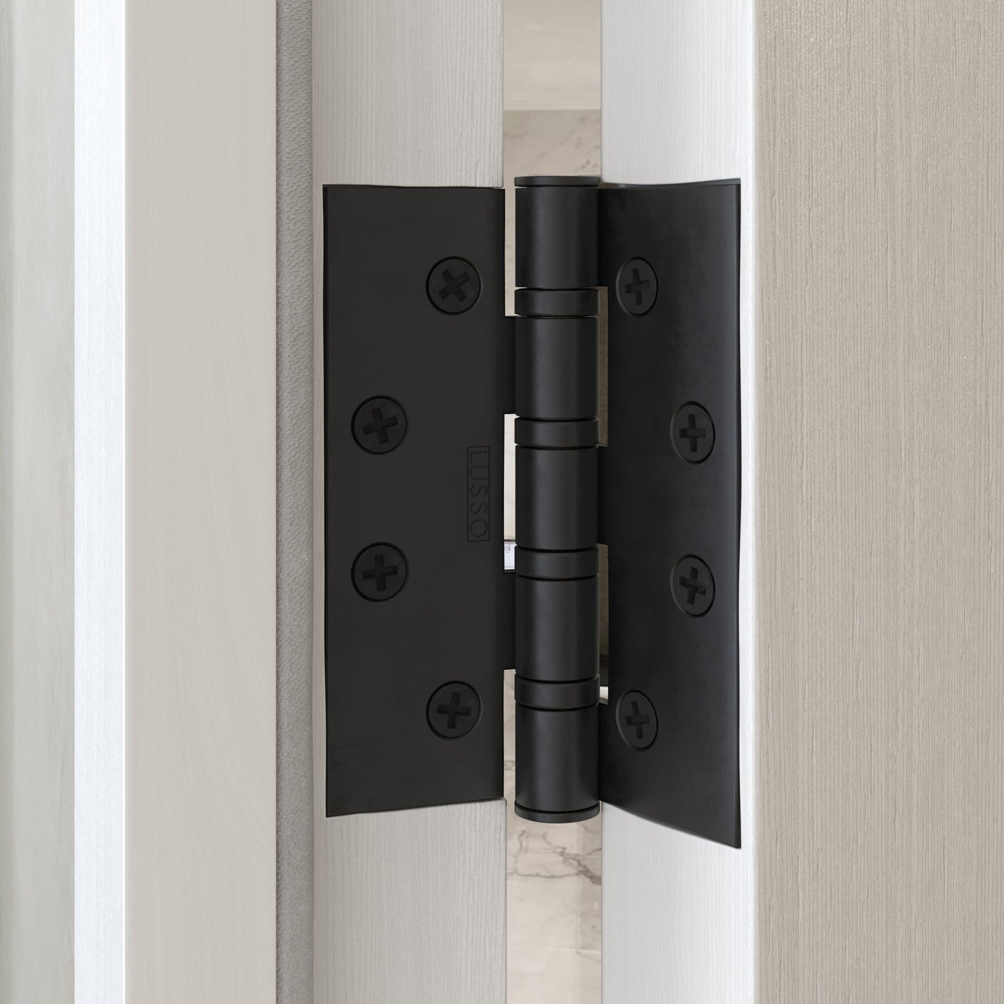 Dali Fluted Matte Black Bathroom WC Door Handle Latch and Hinge Bundle