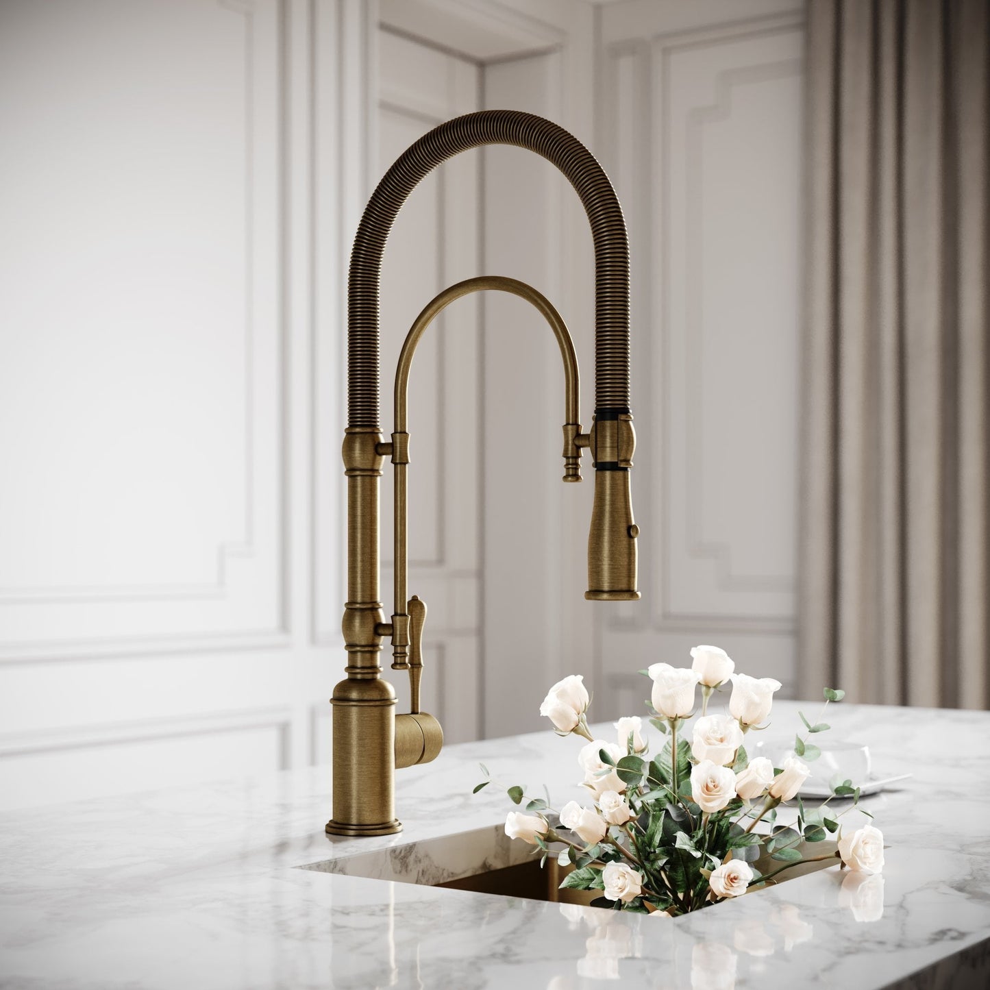 Deco Claridge Aged Bronze Traditional Pull Out Kitchen Mixer Tap
