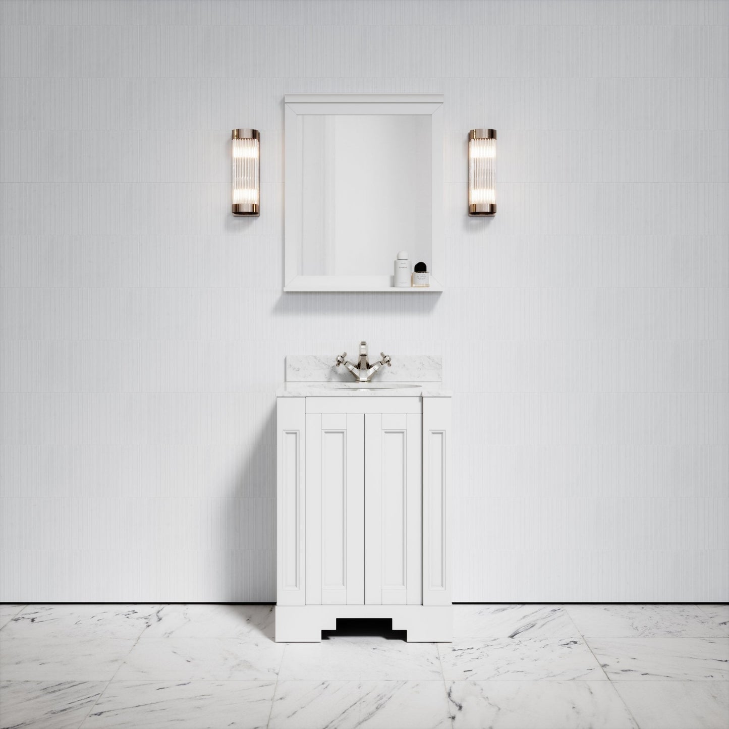 Eaton Carrara Marble Floorstanding Vanity Unit (Primed White) 600mm