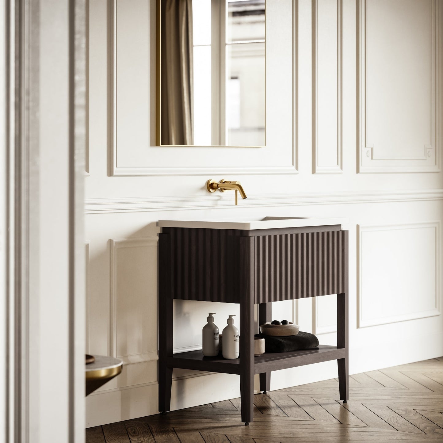 Eclat Grey Oak Wood Grain Vanity Unit 800mm