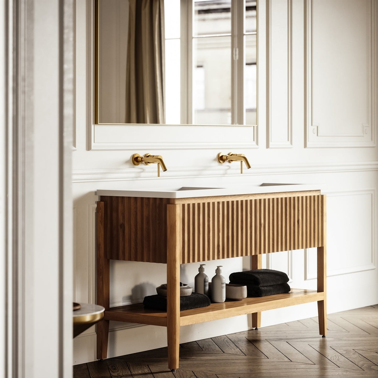 Eclat Oak Wood Grain Vanity Unit 1400mm