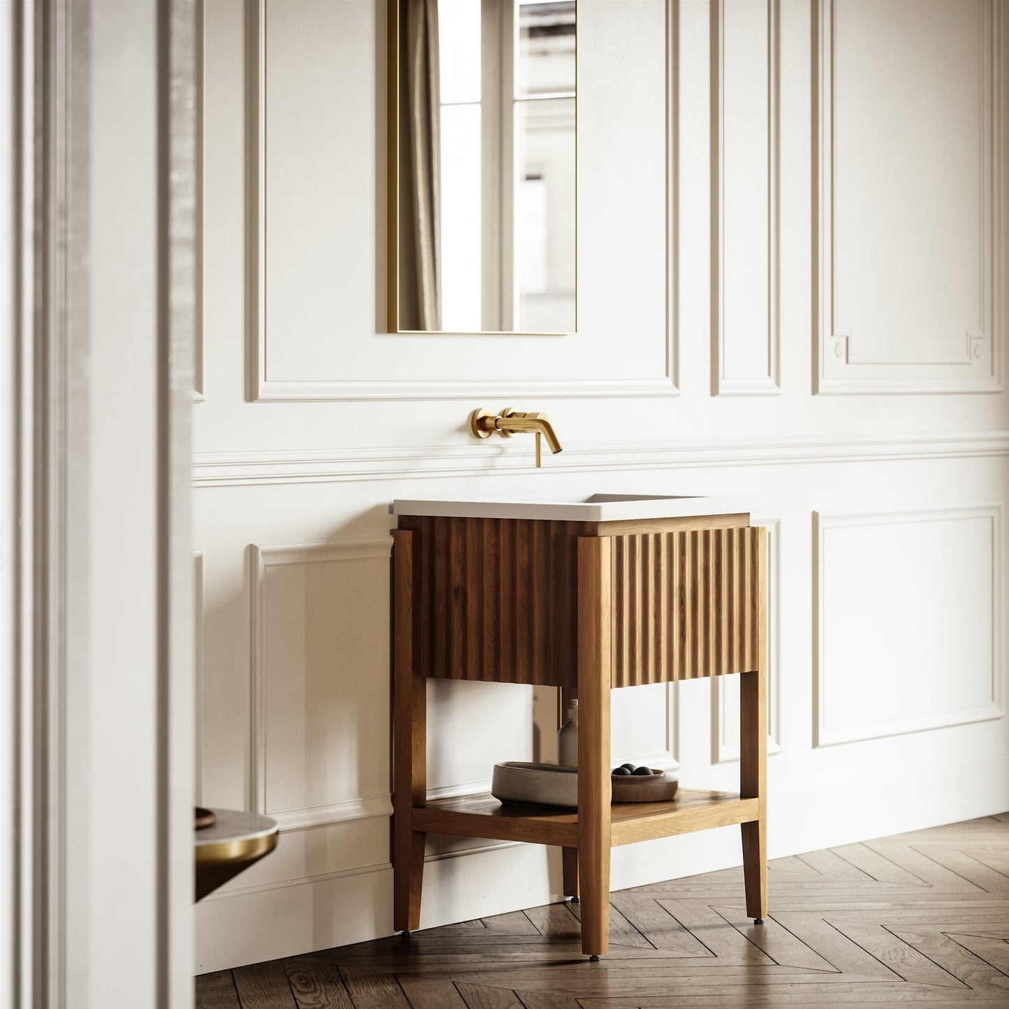 Eclat Oak Wood Grain Vanity Unit 600mm