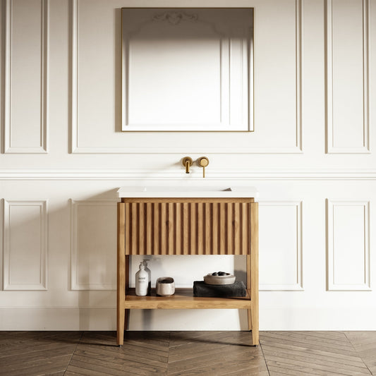 Eclat Oak Wood Grain Vanity Unit 800mm