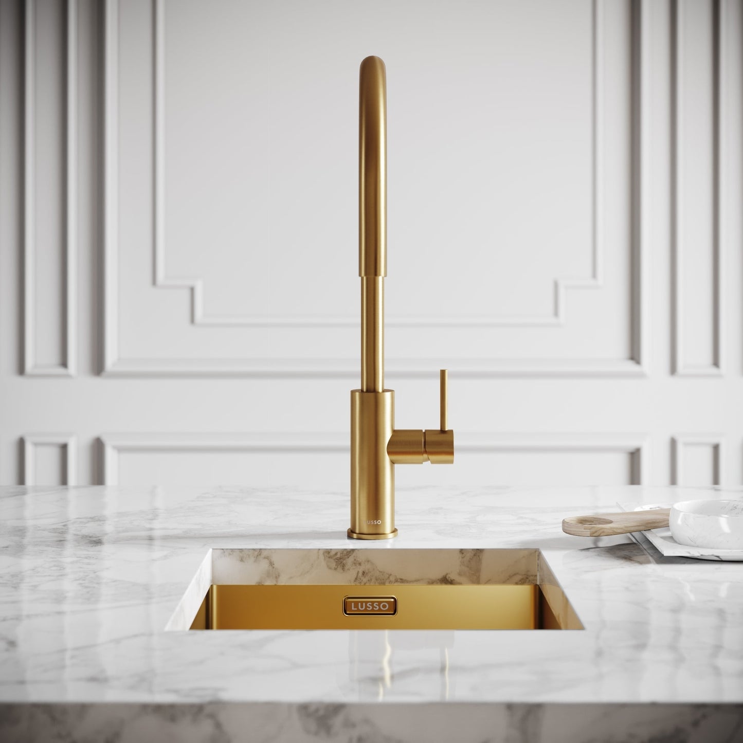 Elegance Pull Out Kitchen Mixer Tap Brushed Gold