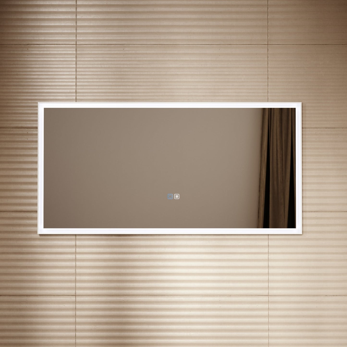 Elixir Matte White LED Demister Stone Mirror 1200mm