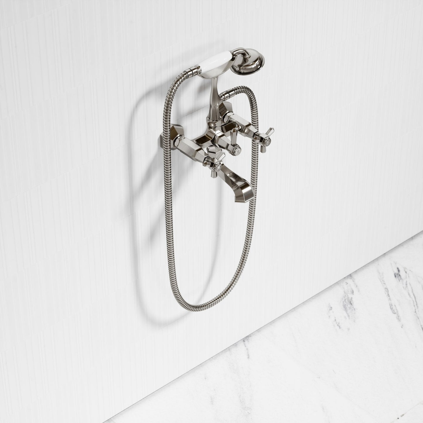 Eton Polished Nickel Wall Mounted Bath Shower Tap