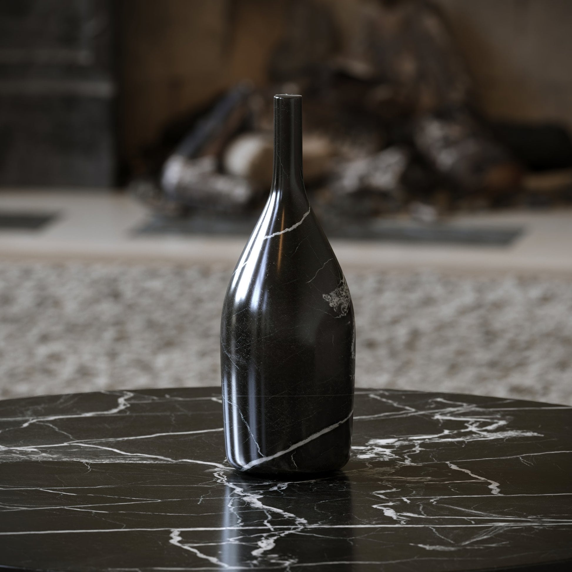 Frizzante Nero Marquina Marble Champagne Bottle
