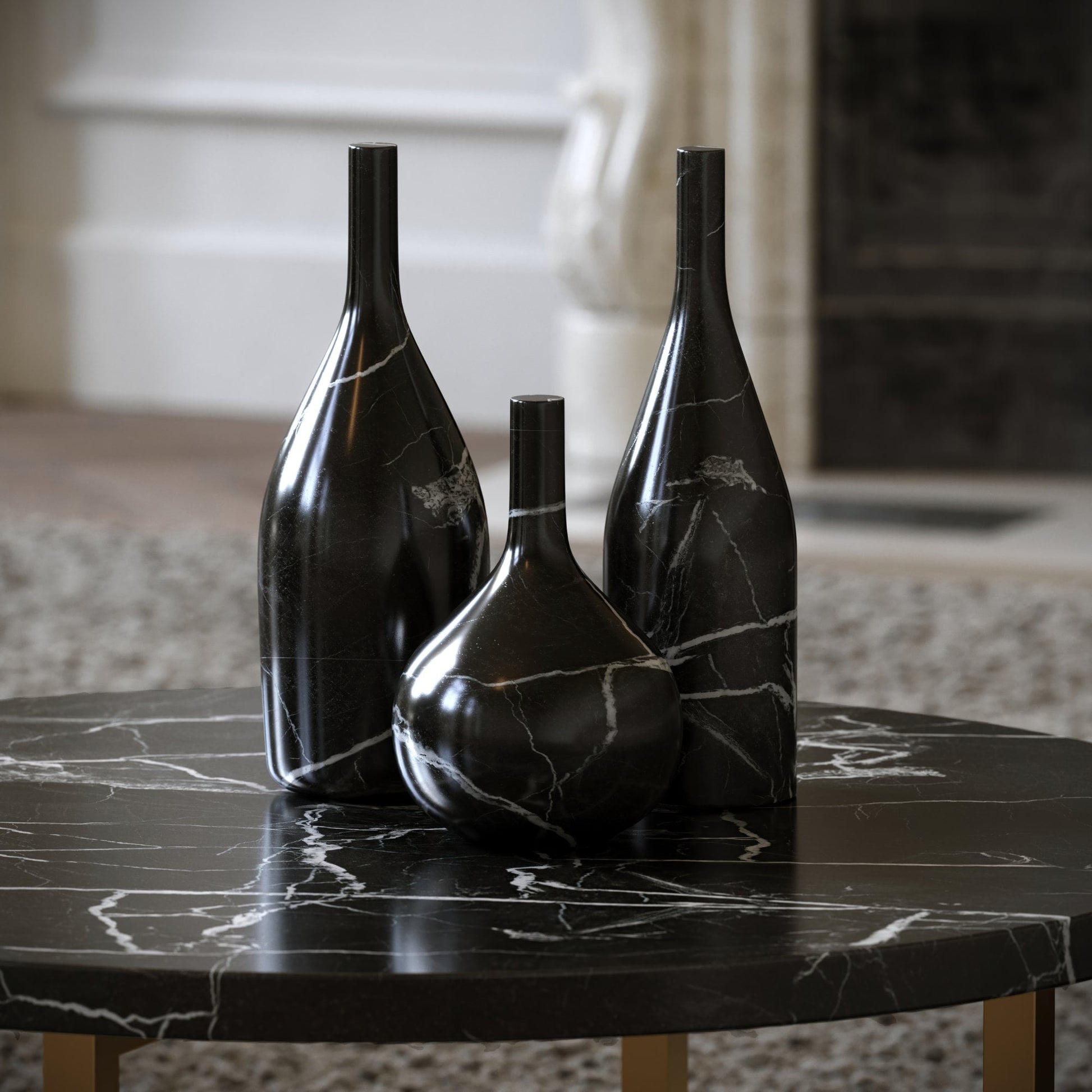 Frizzante Nero Marquina Marble Champagne Bottle