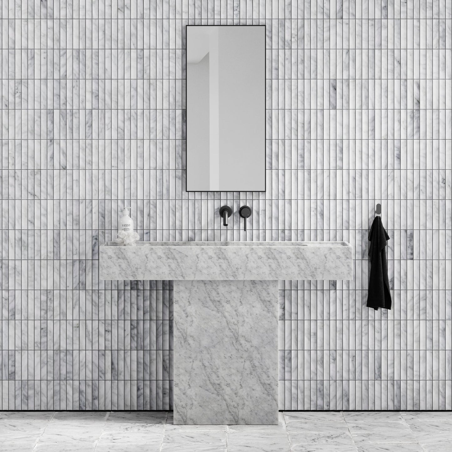 Genova Concave Carrara Marble Mosaic Wall Tile