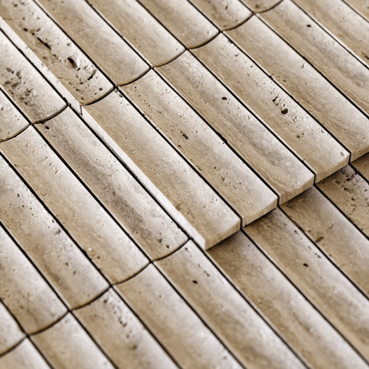 Genova Concave Travertine Stone Mosaic Wall Tile