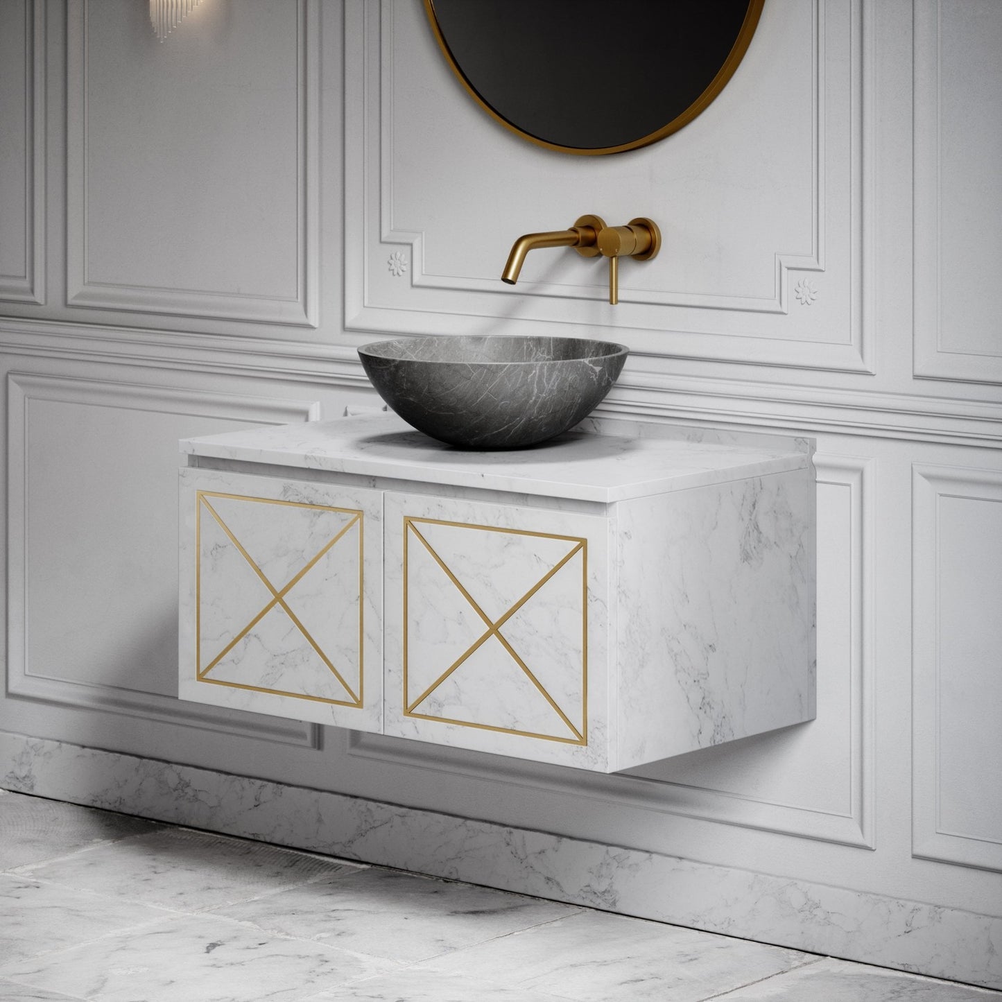 Giro Pietra Grey Marble Countertop Basin 400mm