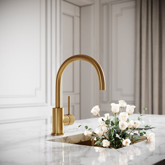 Giro Single Lever Kitchen Mixer Tap Brushed Gold