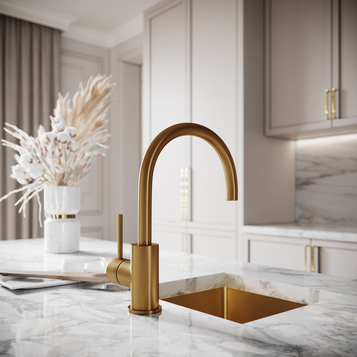 Giro Single Lever Kitchen Mixer Tap Brushed Gold