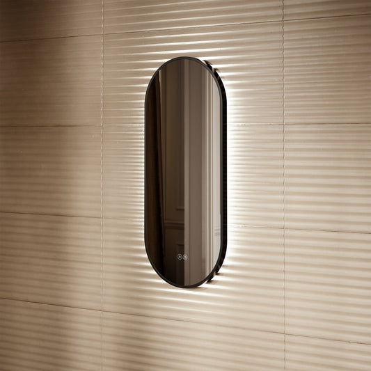 Glamora Matte Black Mirror With Natural White LED light and Demister 380mm