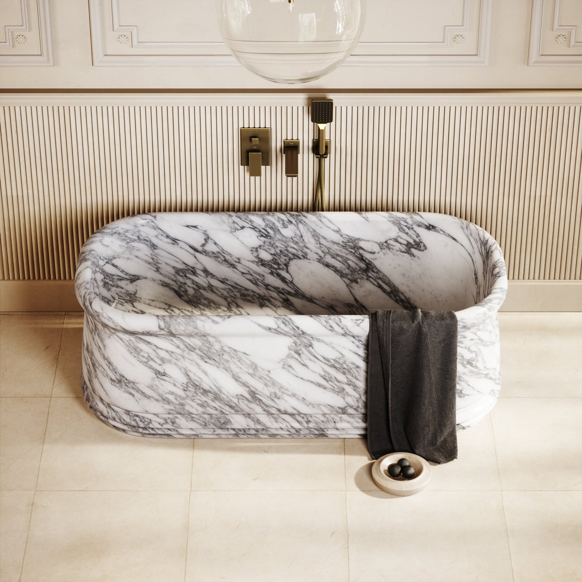 Grandeur Arabescato Marble Freestanding Bath 1500mm