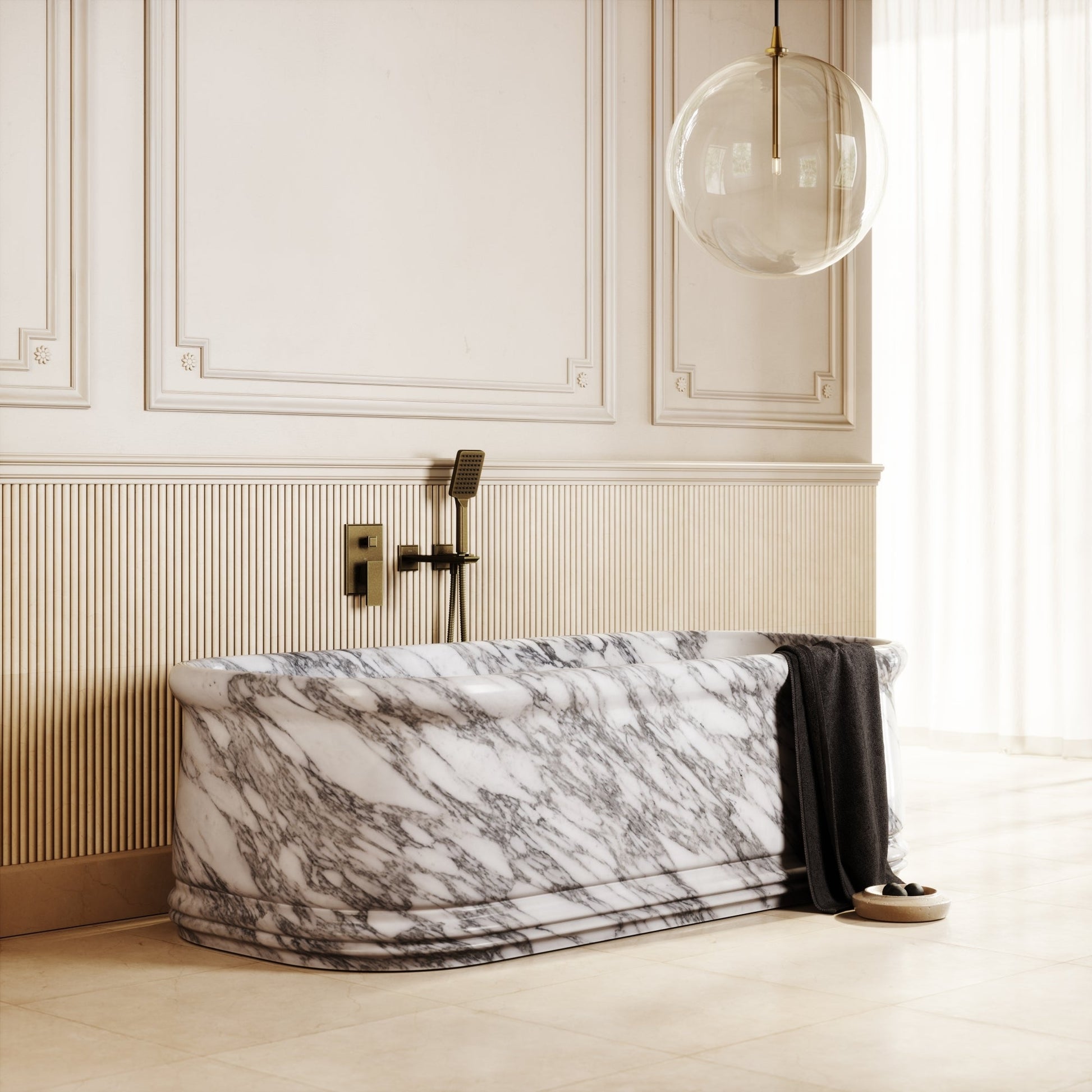 Grandeur Arabescato Marble Freestanding Bath 1780mm