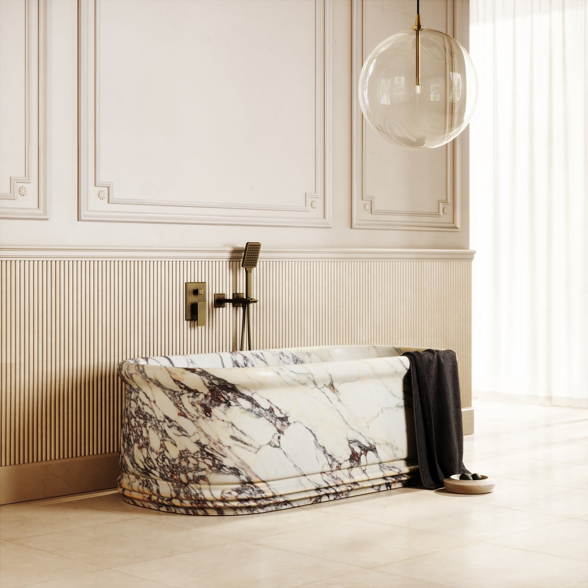 Grandeur Calacatta Viola Marble Freestanding Bath 1500mm