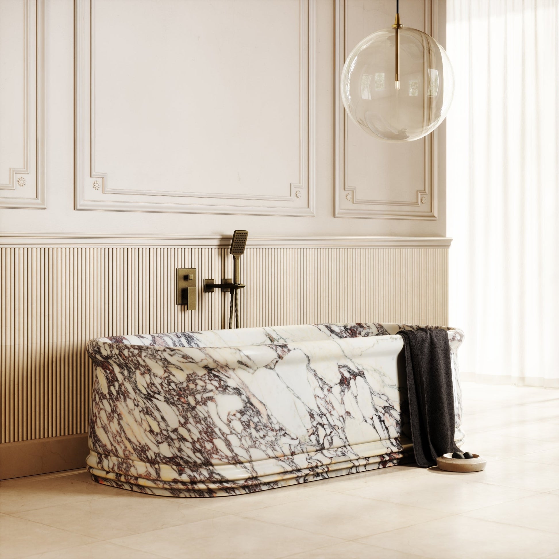 Grandeur Calacatta Viola Marble Freestanding Bath 1780mm