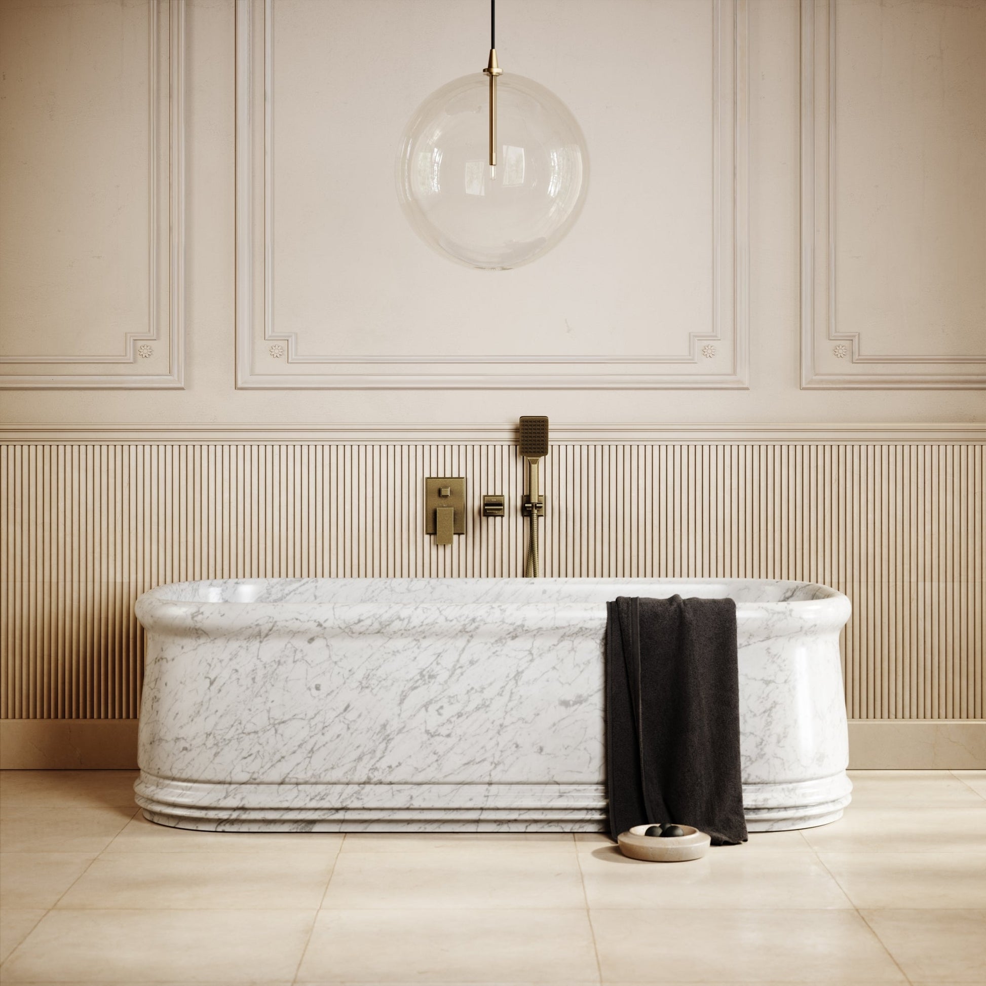 Grandeur Carrara Marble Freestanding Bath 1780mm