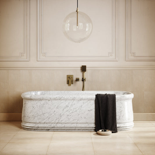 Grandeur Carrara Marble Freestanding Bath 1780mm