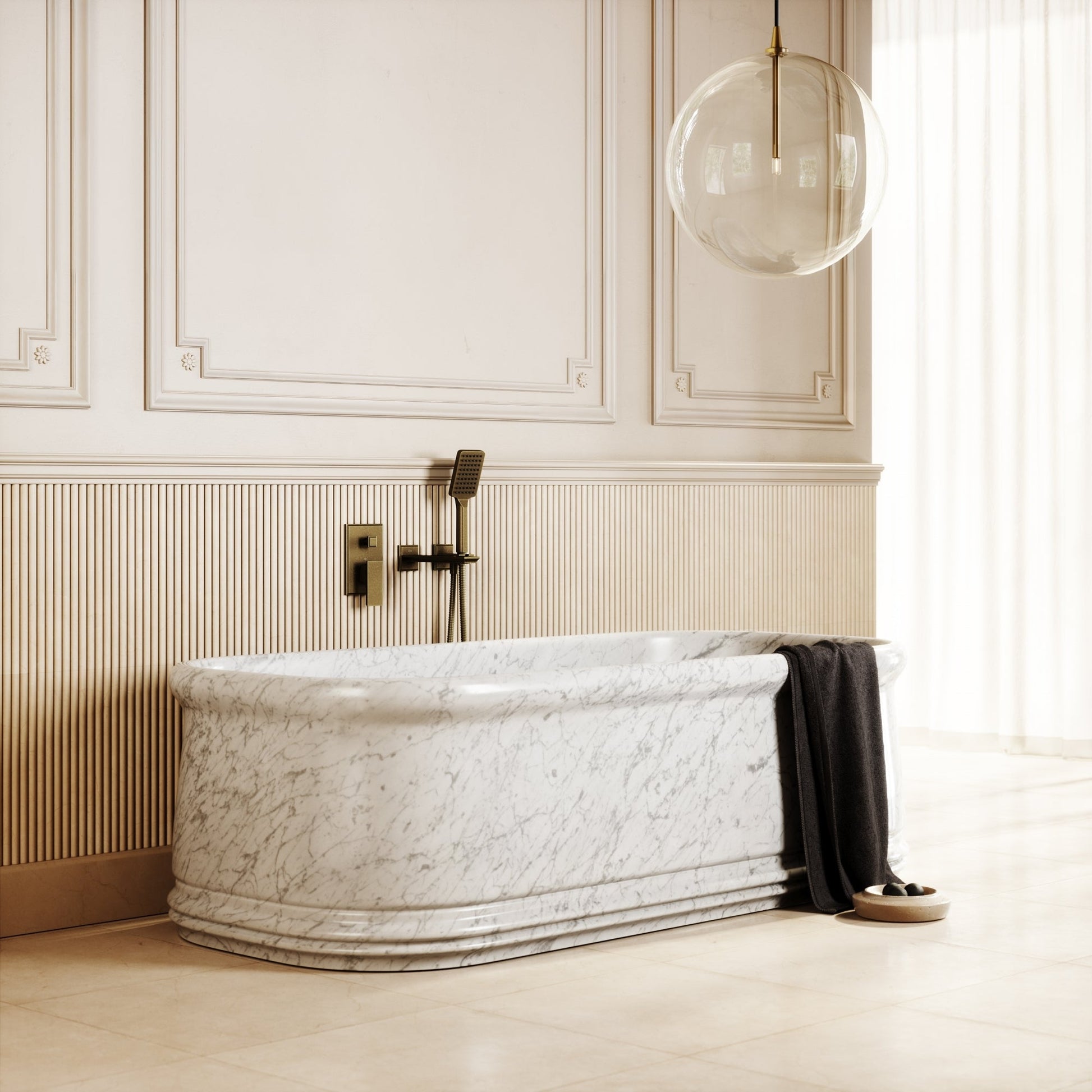 Grandeur Carrara Marble Freestanding Bath 1780mm