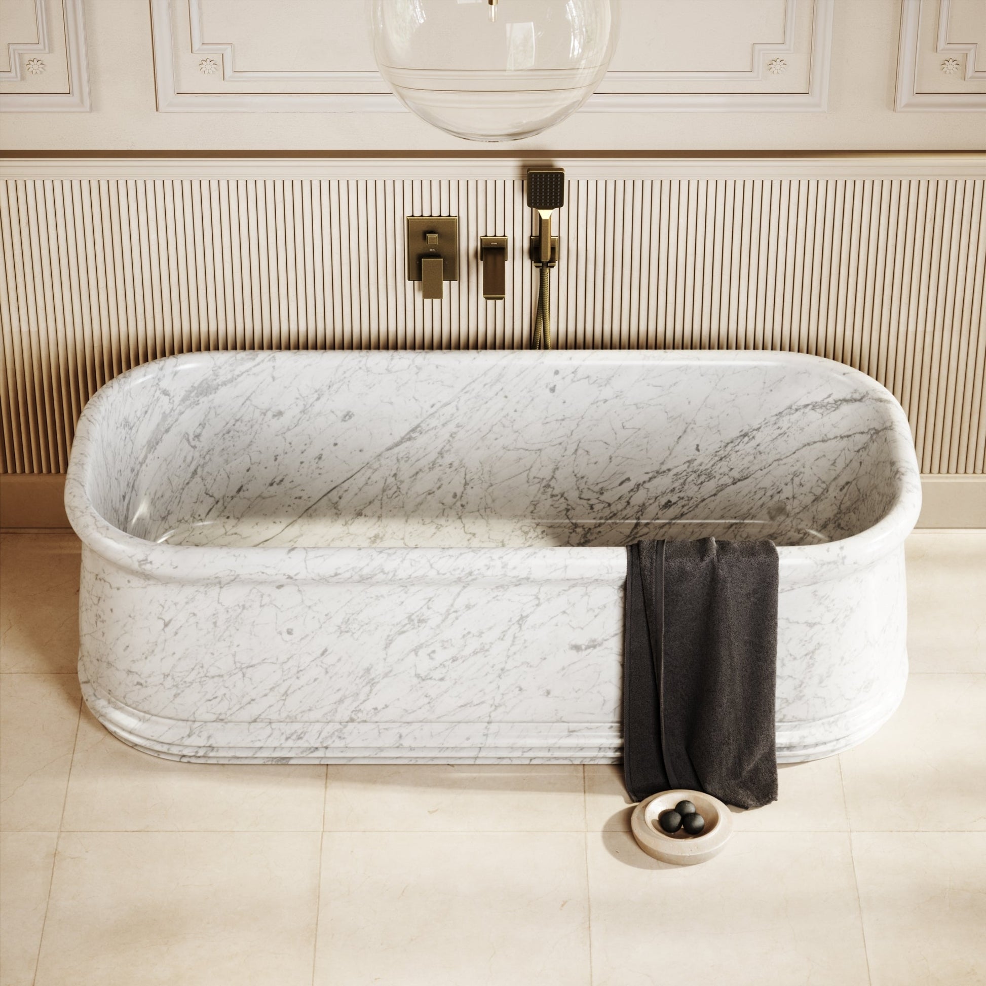 Grandeur Carrara Marble Freestanding Bath 1780mm