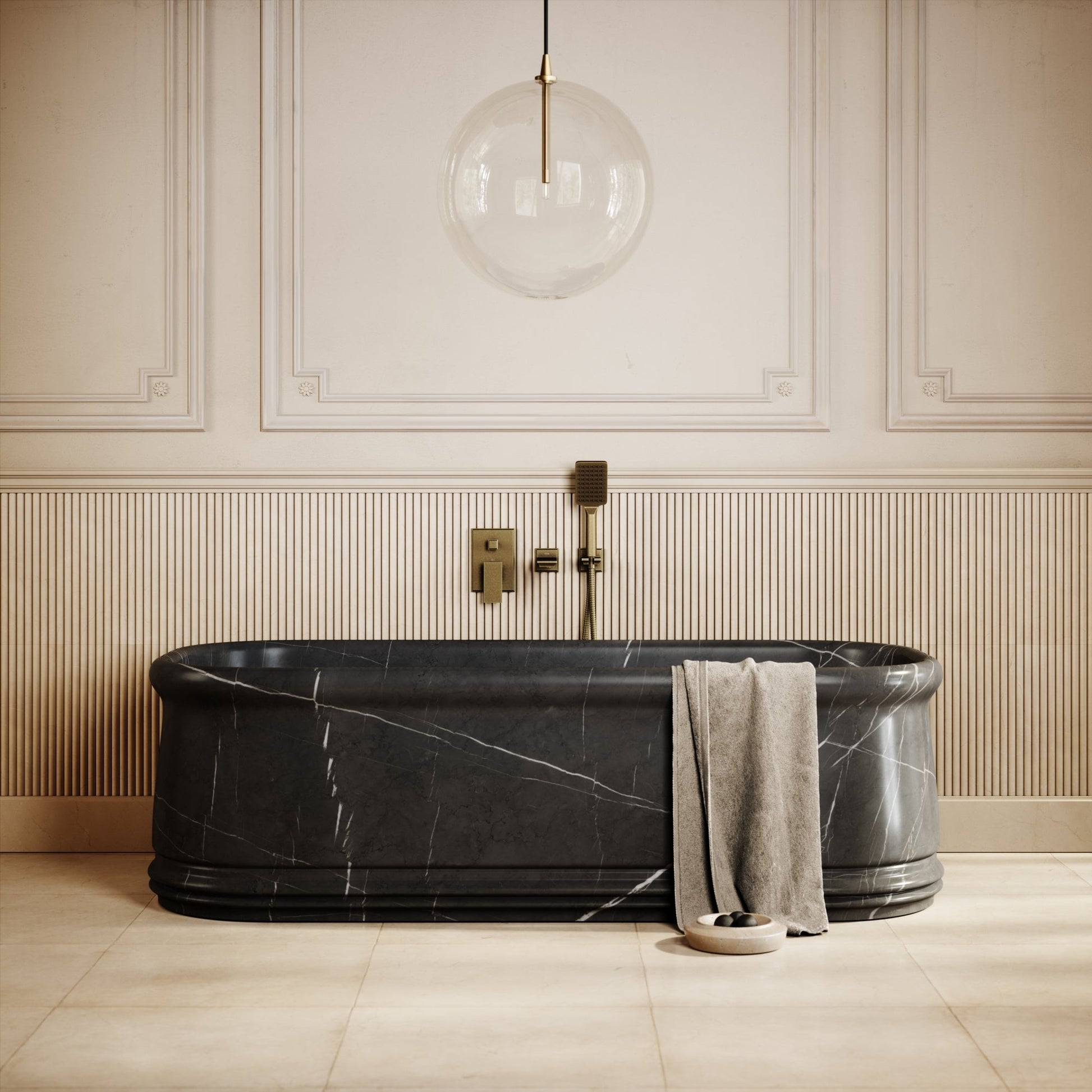 Grandeur Pietra Grey Marble Freestanding Bath 1780mm