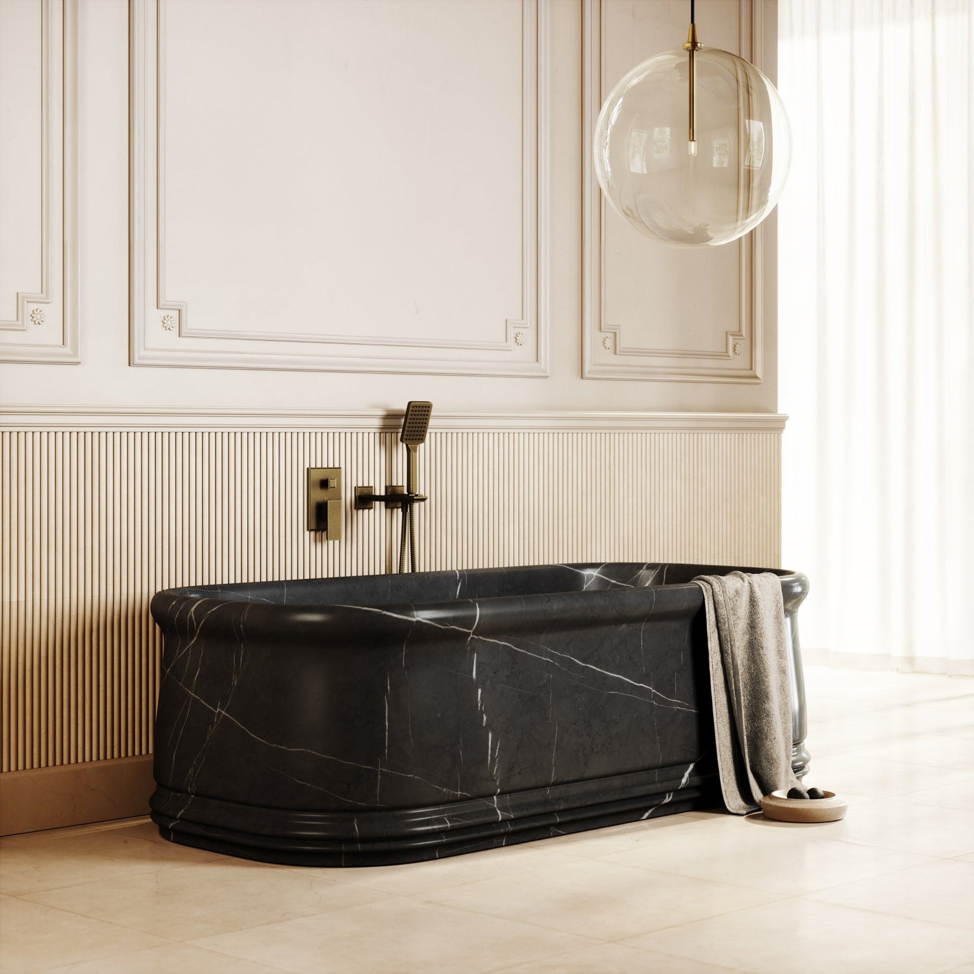 Grandeur Pietra Grey Marble Freestanding Bath 1780mm