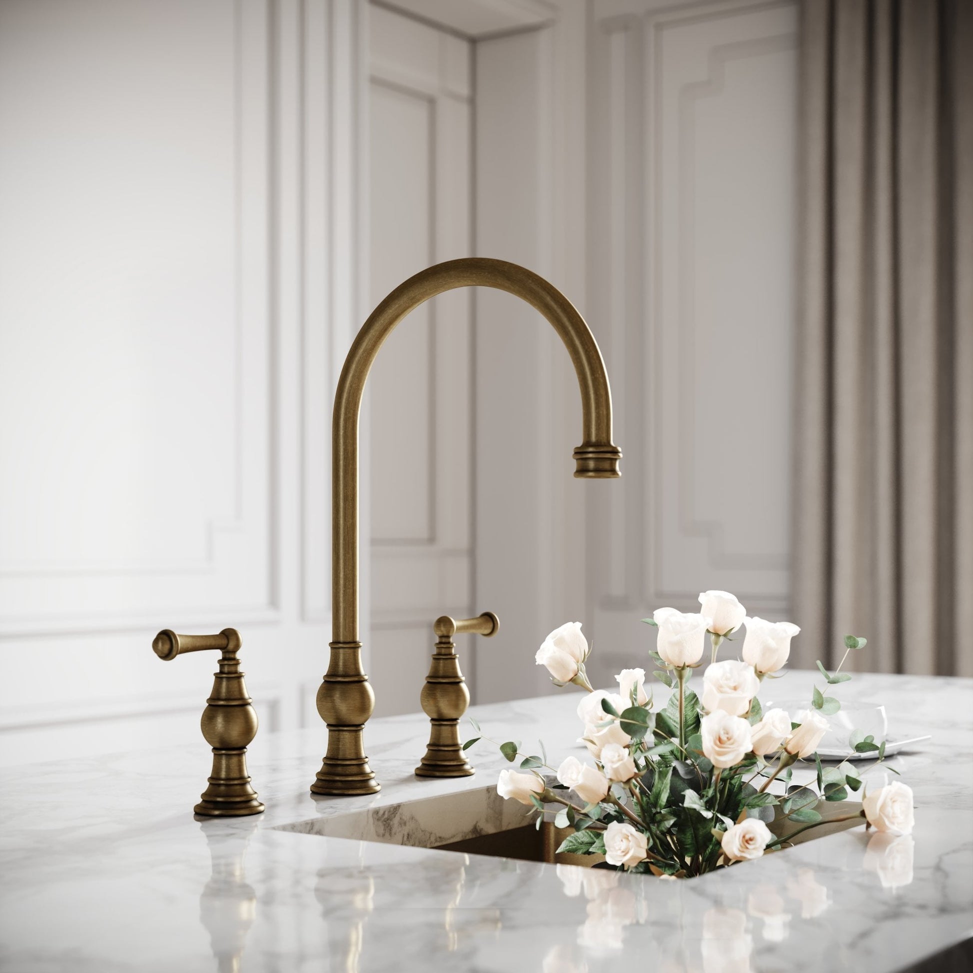 Grantley 3-hole Traditional Kitchen Tap Aged Bronze