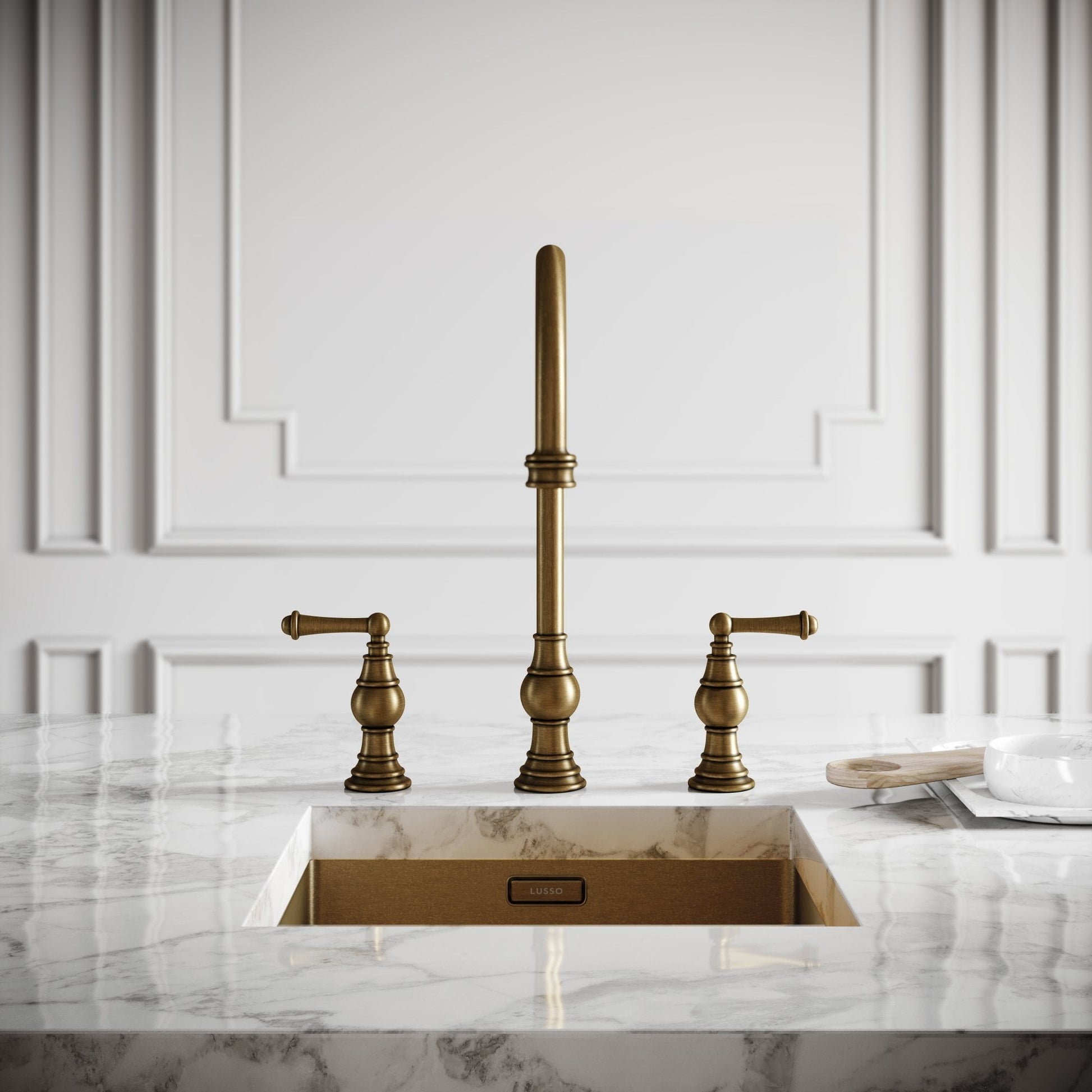 Grantley 3-hole Traditional Kitchen Tap Aged Bronze