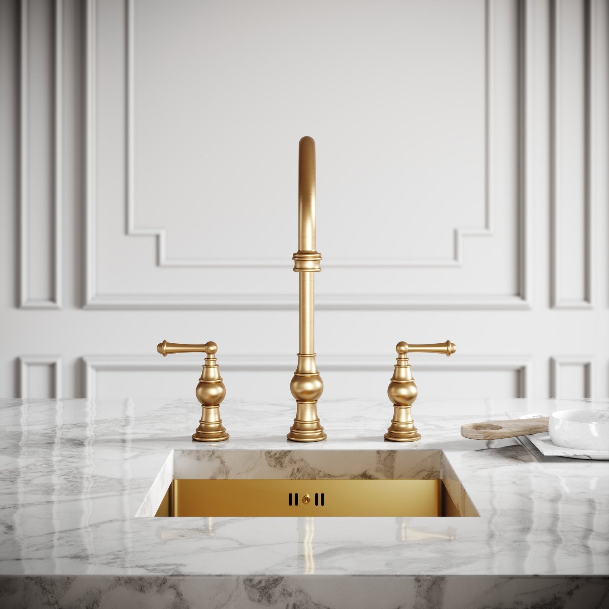 Grantley 3-hole Traditional Kitchen Tap Brushed Gold