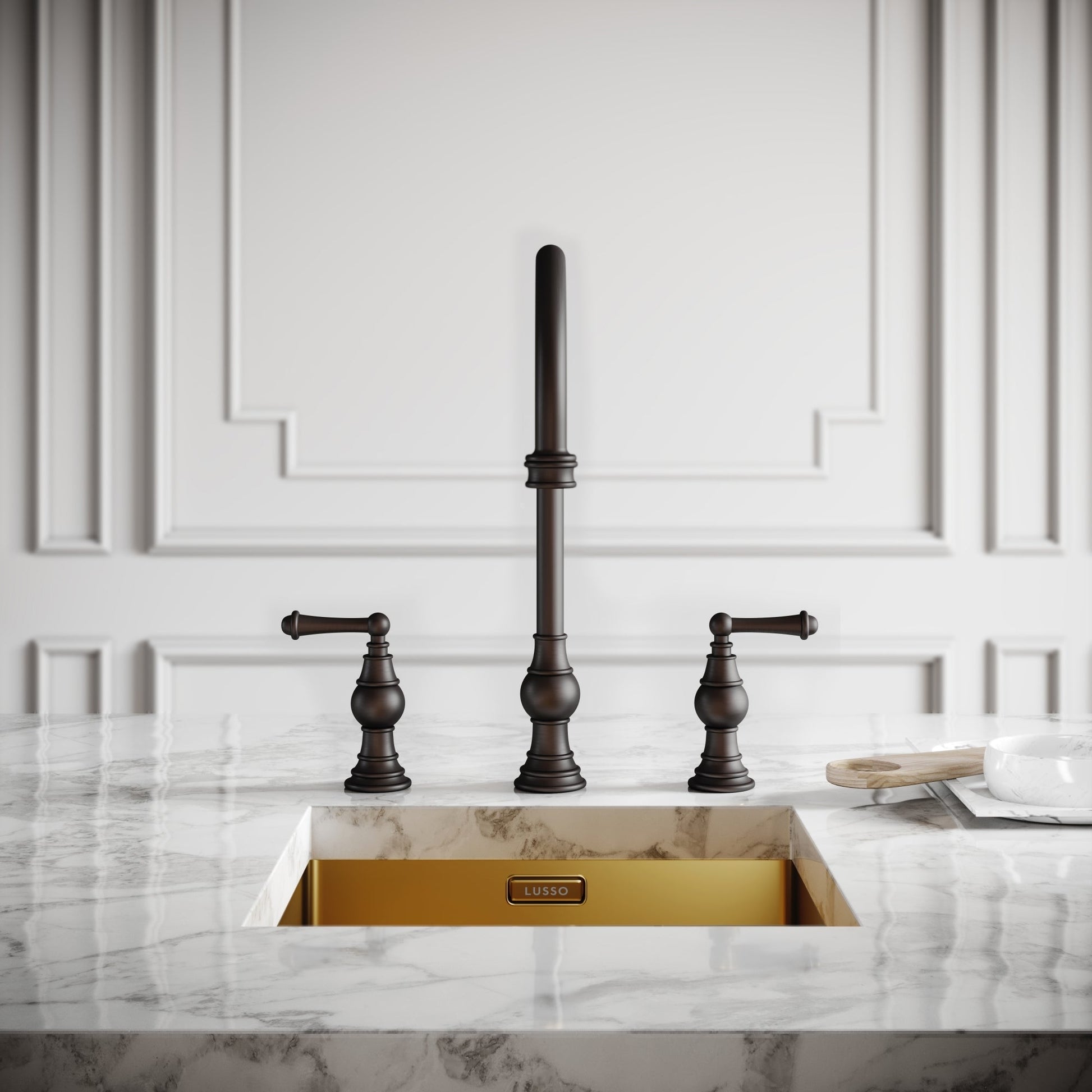 Grantley 3-Hole Traditional Kitchen Tap Deep Bronze