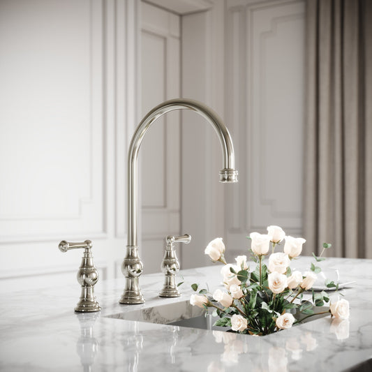 Grantley 3-hole Traditional Kitchen Tap Polished Nickel