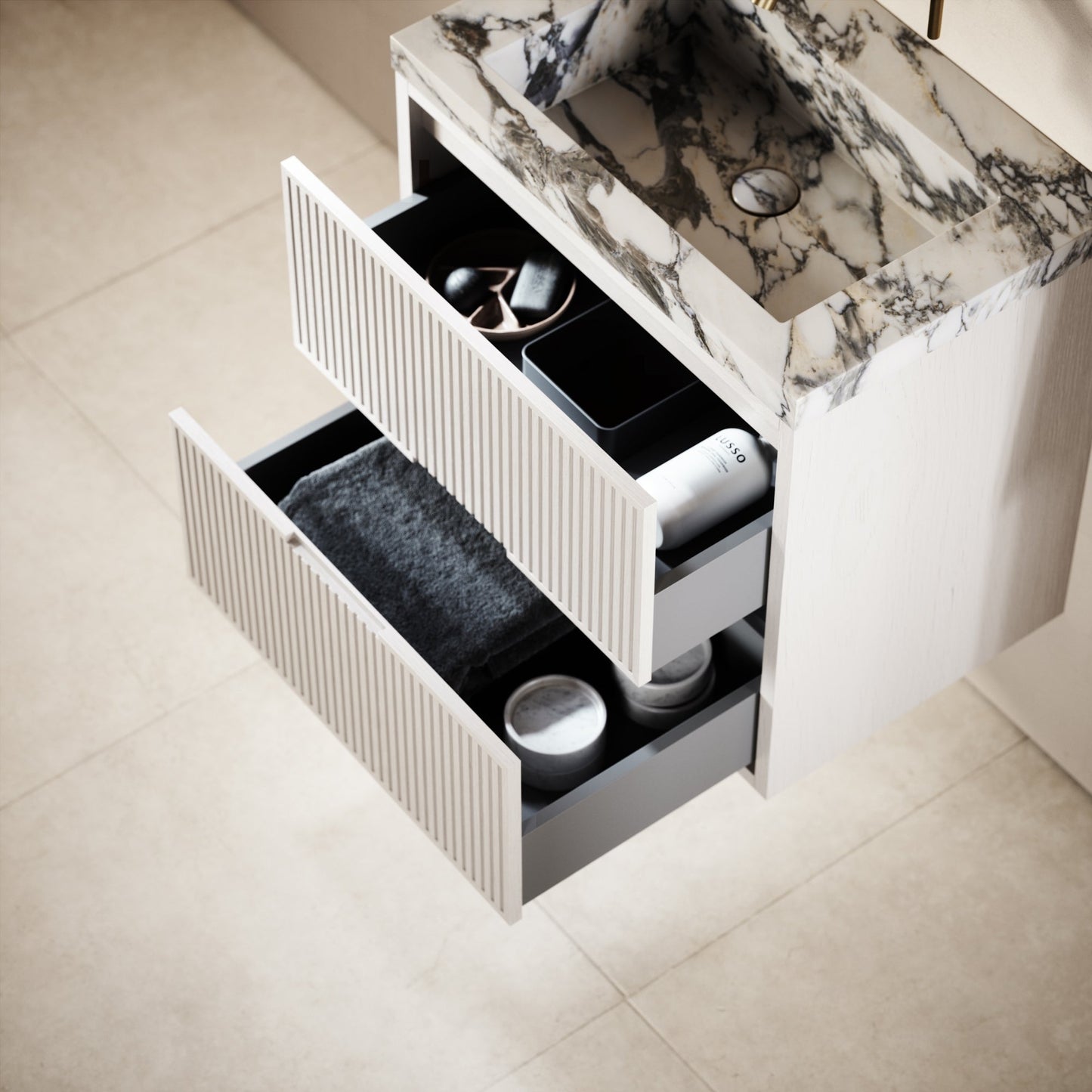 Harrington Velvet Beige Vanity Unit 600-1200mm