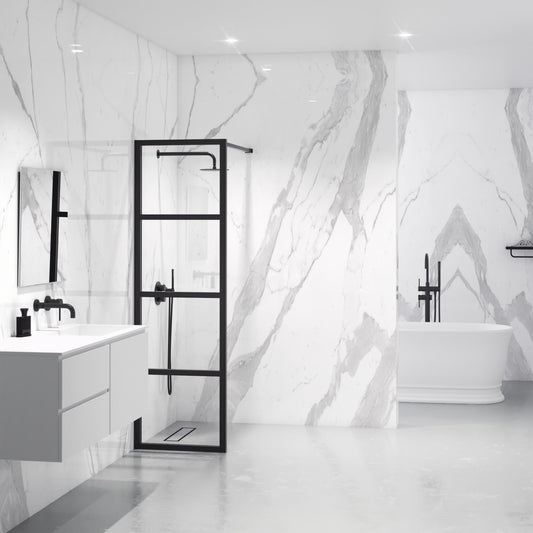 Industrial Style Matte Black Shower Screen (All sizes)