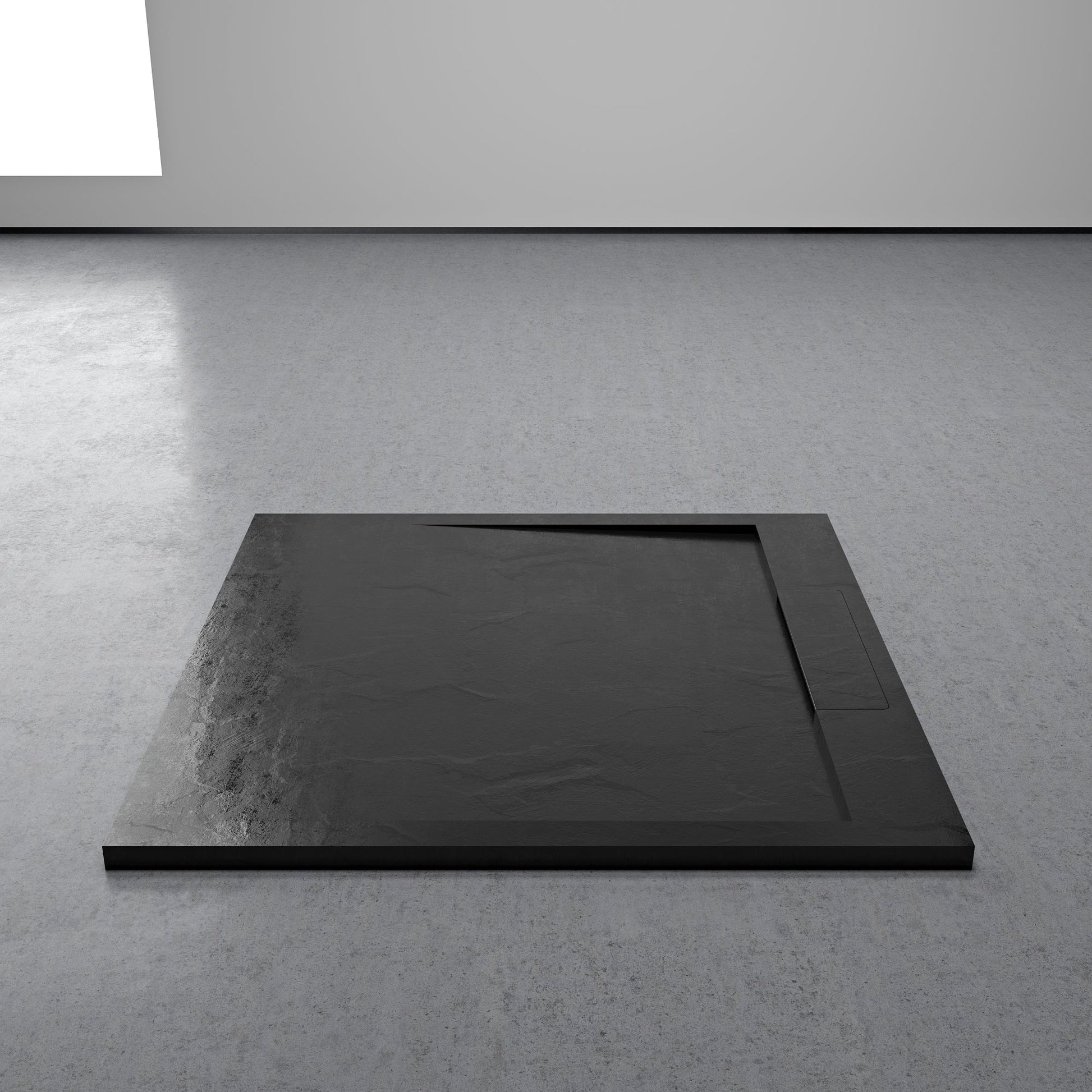 Infinity Stone Shower Tray & Waste Matte Black (ALL SIZES)