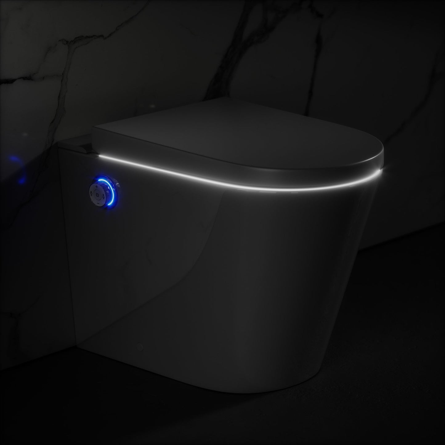 Intellismart Back To Wall Rimless Toilet Bidet Concealed Cistern and Polished Nickel Flush Plate