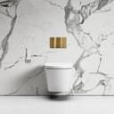 Intellismart Wall Hung Rimless Bidet Toilet with Concealed Cistern Frame and Brushed Gold Flush Plate