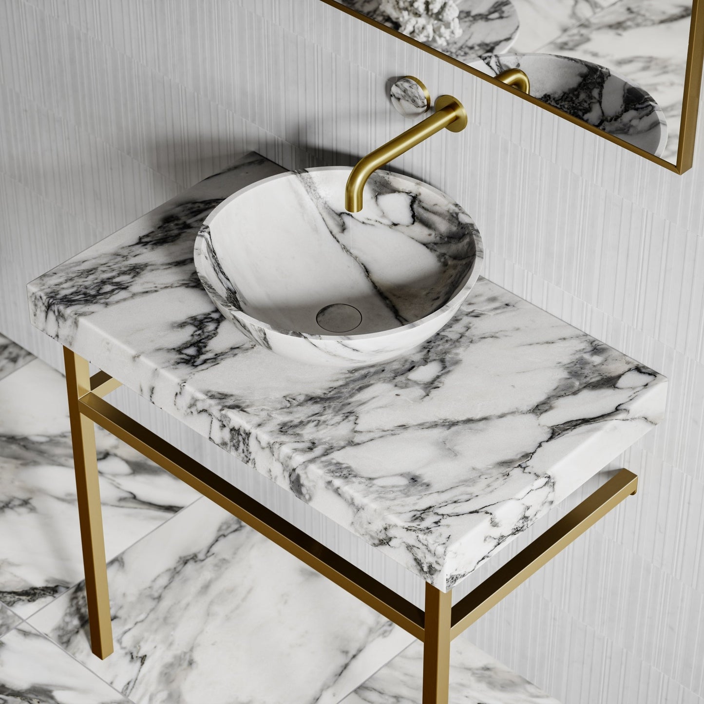 Italia Arabescato Marble Countertop Basin 400mm