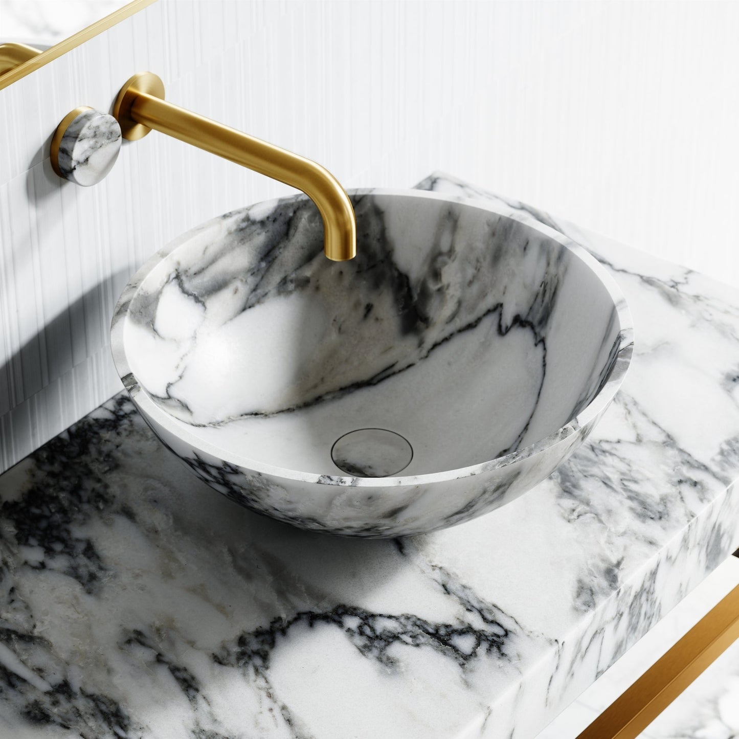 Italia Arabescato Marble Countertop Basin 400mm