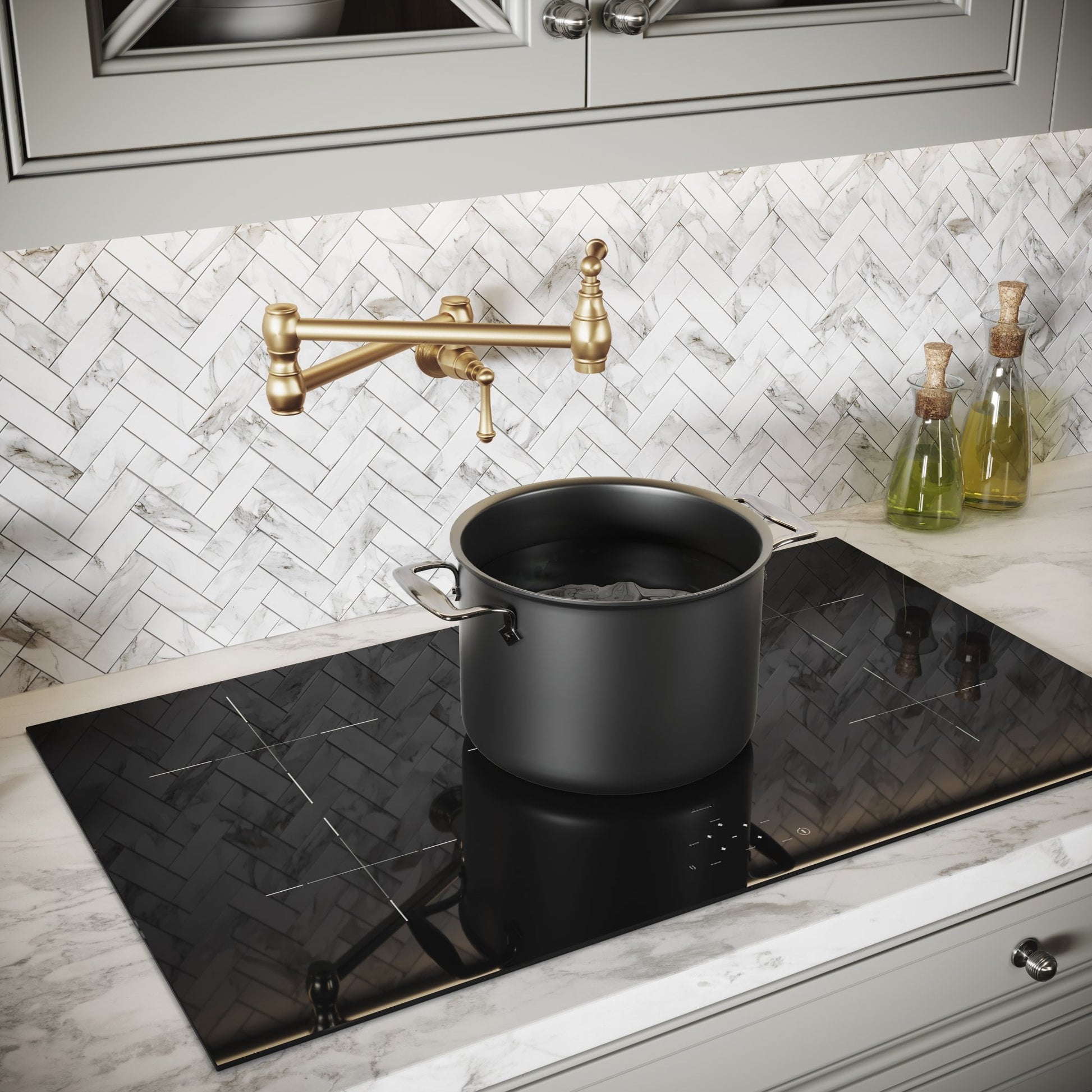 Kempton Traditional Kitchen Pot Filler Tap Brushed Gold