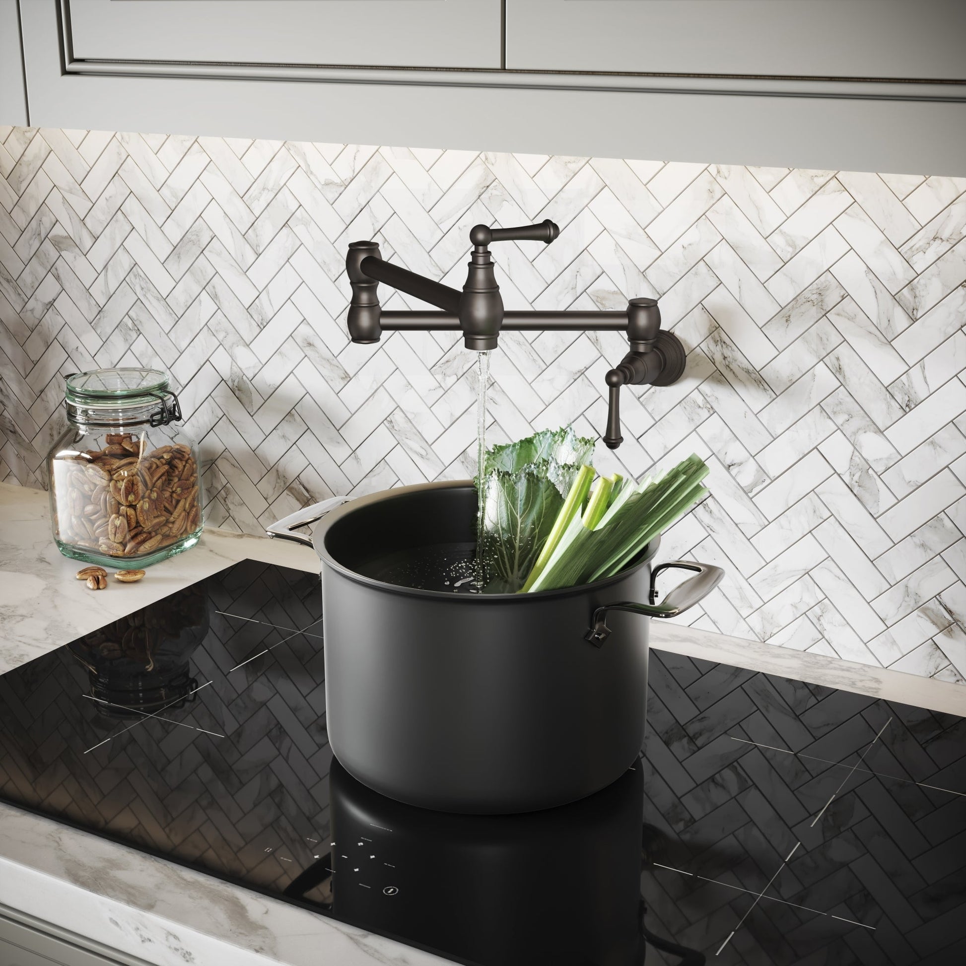 Kempton Traditional Kitchen Pot Filler Tap Deep Bronze