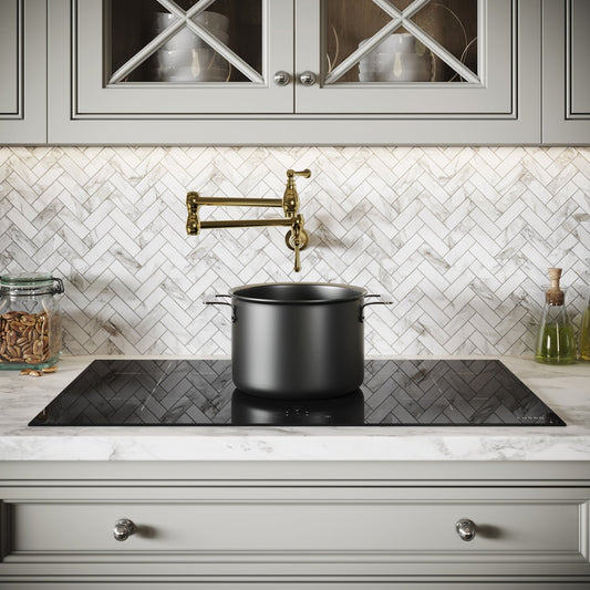 Kempton Traditional Kitchen Pot Filler Tap Polished Brass