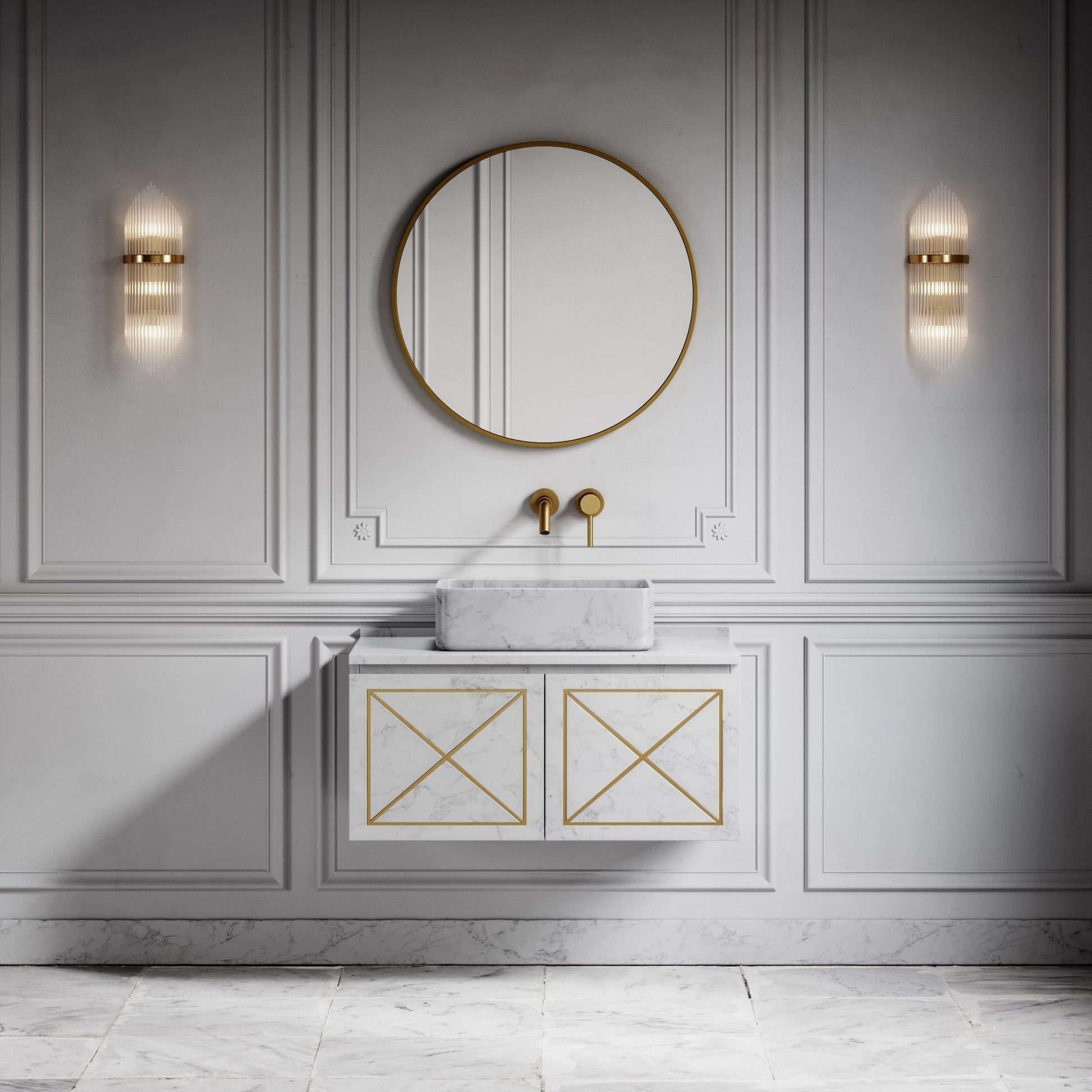 Kudos Carrara Marble Countertop Basin 455mm