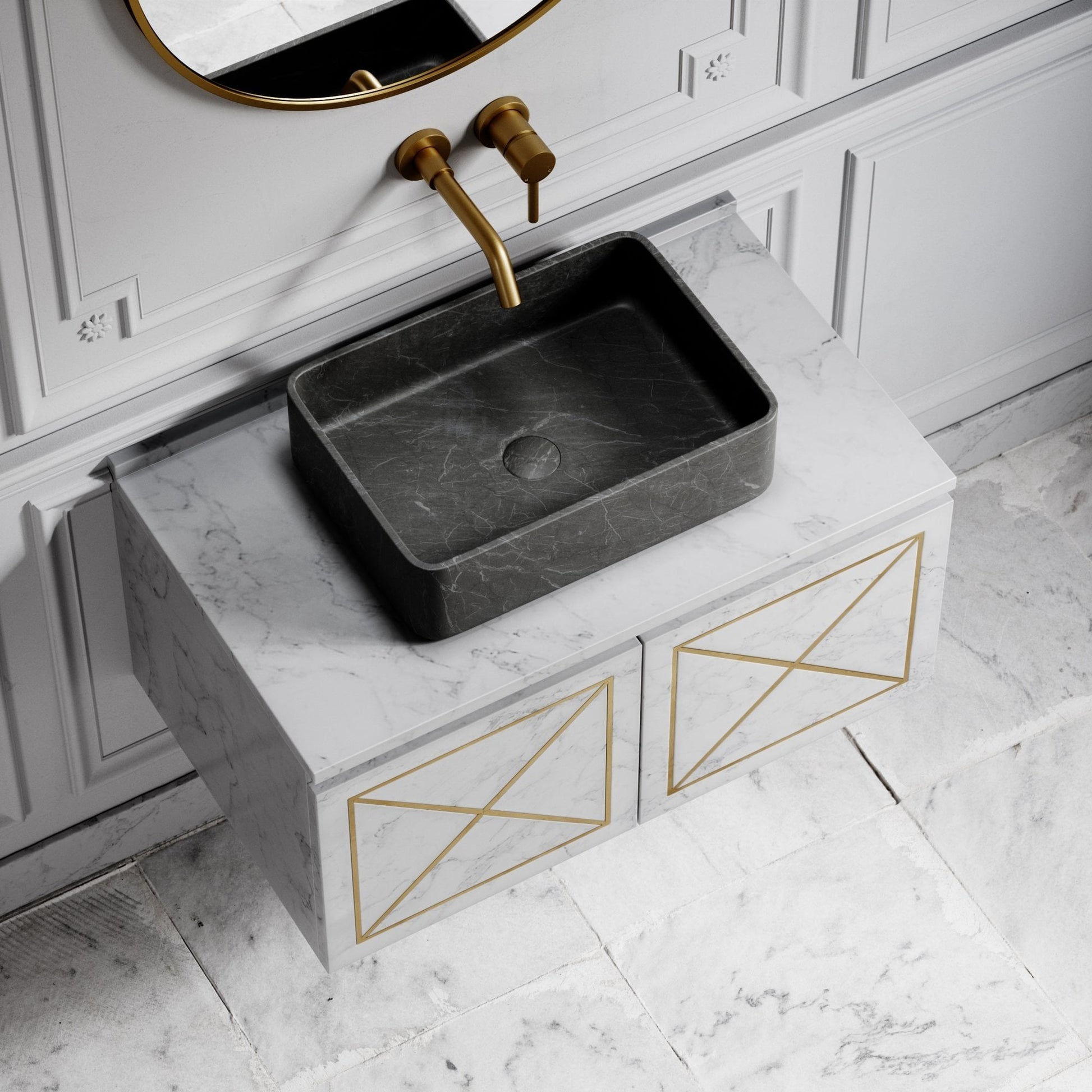 Kudos Pietra Grey Marble Countertop Basin 455mm